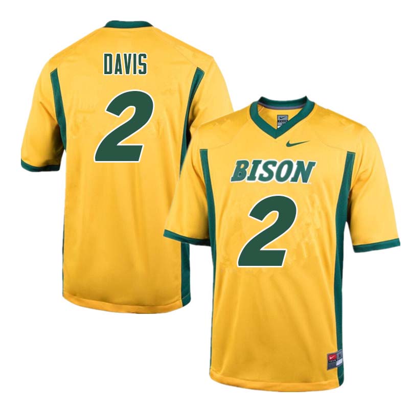 Men #2 Dom Davis North Dakota State Bison College Football Jerseys Sale-Yellow - Click Image to Close
